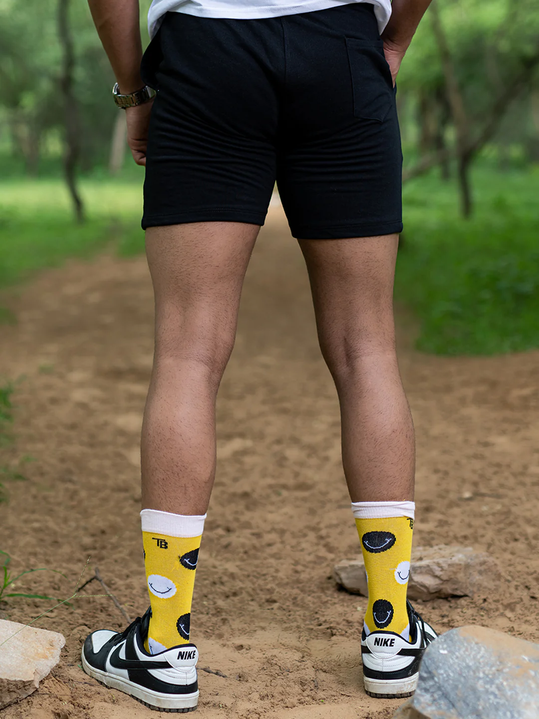 Black Letter & Graphic Printed Cotton Shorts - Image 5