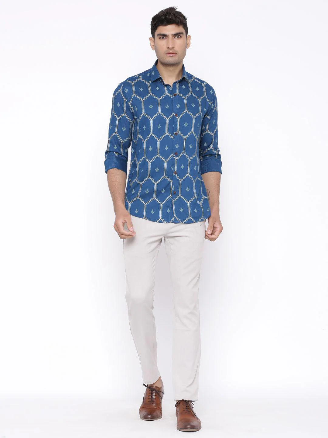 Blue Etnic Motif Printed Shirt - Image 6