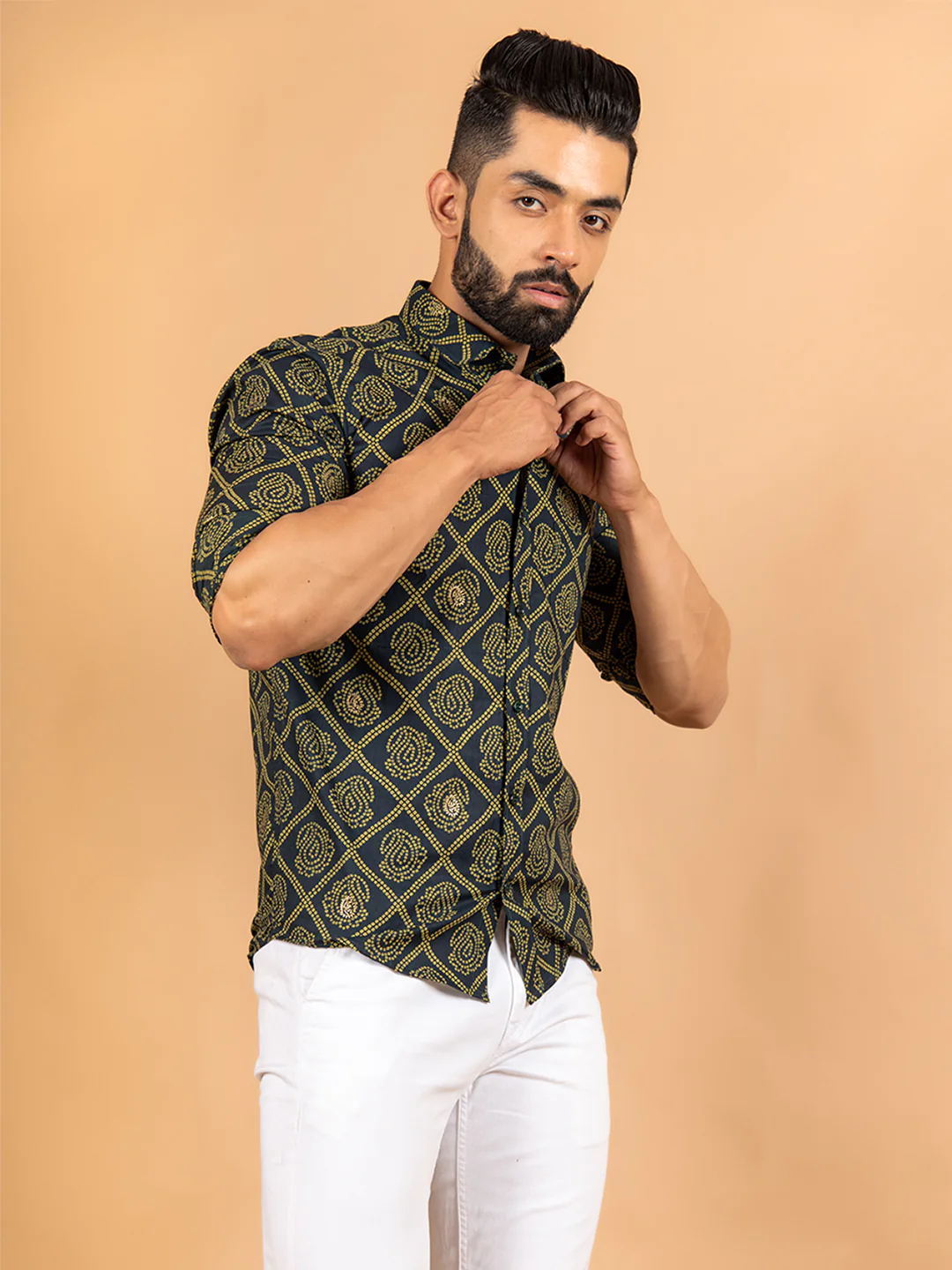 Green Jaipuri Cotton Printed Shirt - Image 4