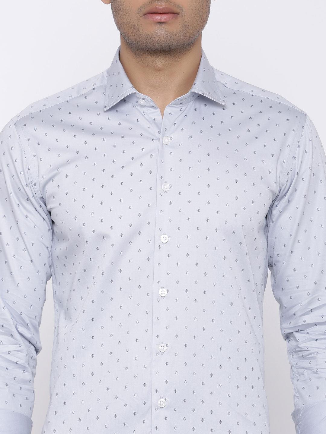 Light Blue Small Motif Printed Shirt - Image 5