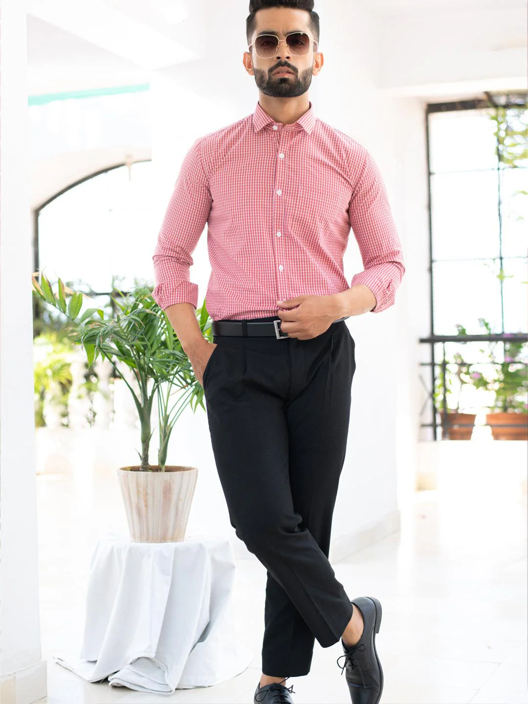 Pink Mini Checks Cotton Shirt - Image 6