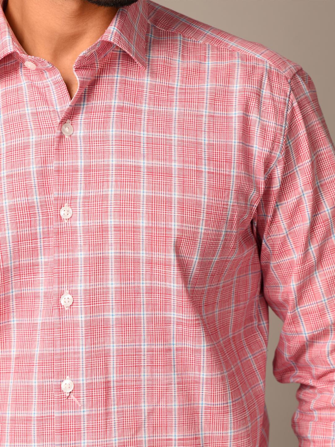 Pink Plaid Checks Cotton Shirt - Image 5