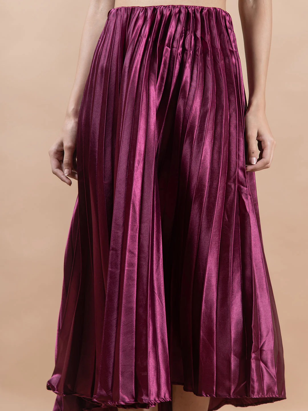 Purple Flared Skirt with Accordion Pleats For Women - Image 5
