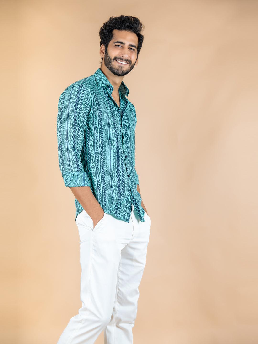 Tribal Crepe Printed Shirt For Men - Image 4