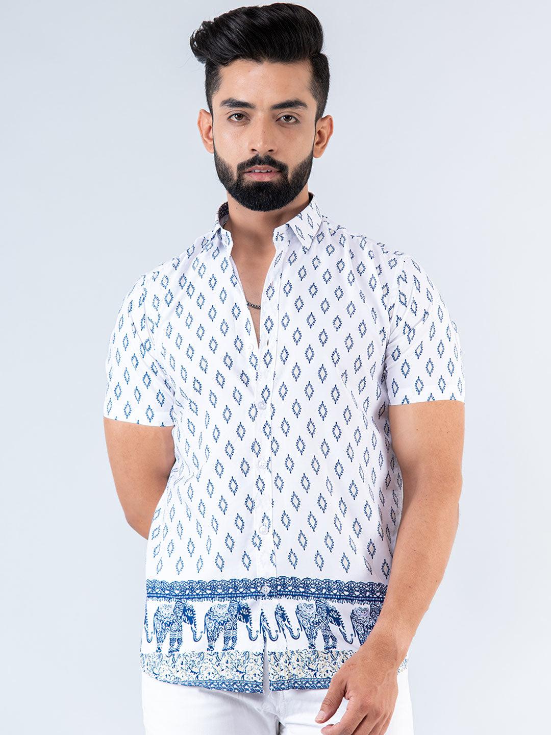 White Diamond Half Sleeves Crepe Printed Shirt - Image 3
