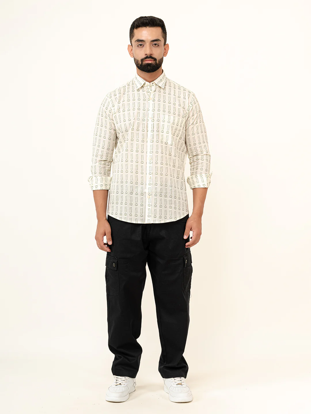 White Jaipuri Cotton Printed Shirt For Men - Image 8