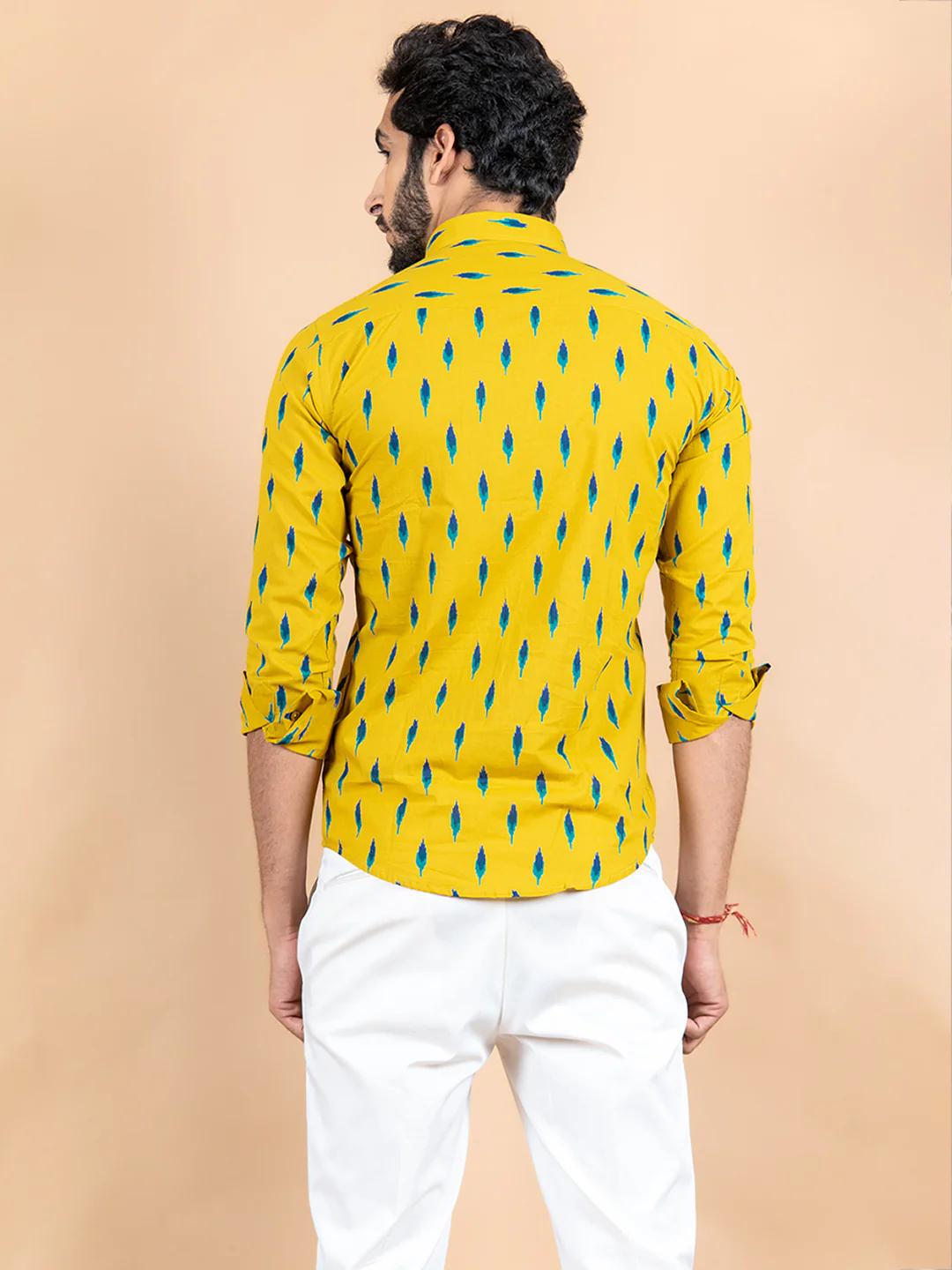 Yellow Jaipuri Cotton Full Sleeve Printed Shirt - Image 6